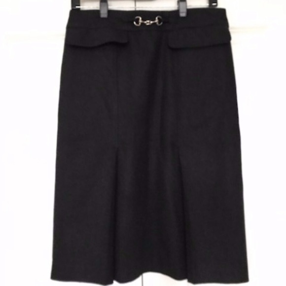 Magaschoni Dresses & Skirts - 🖤Magaschoni Luxury 100% Wool Over the Knee Horse Bit Belt Skirt Size Large L🖤